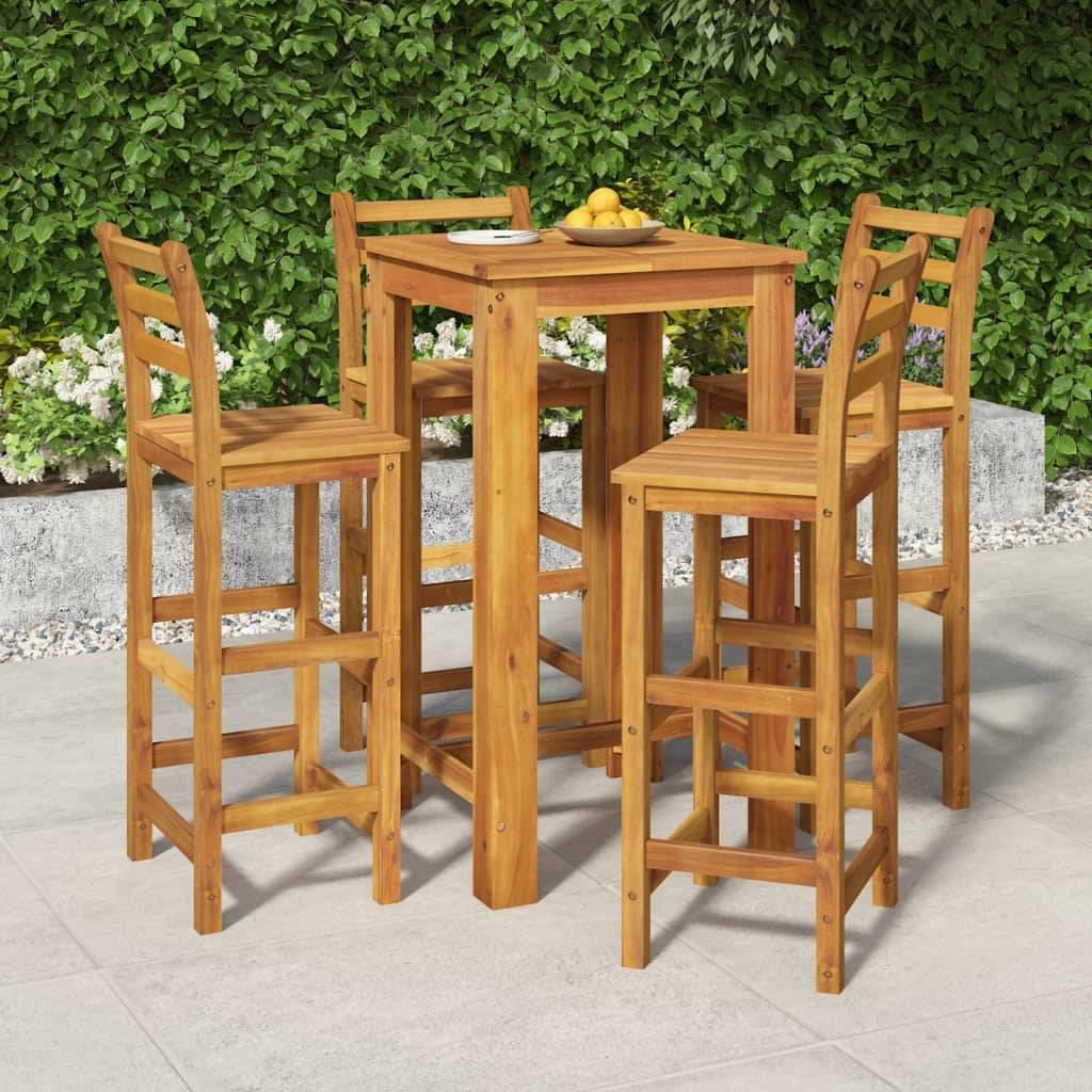 vidaXL 5-tlg. Gartenbar-Set Massivholz Akazie