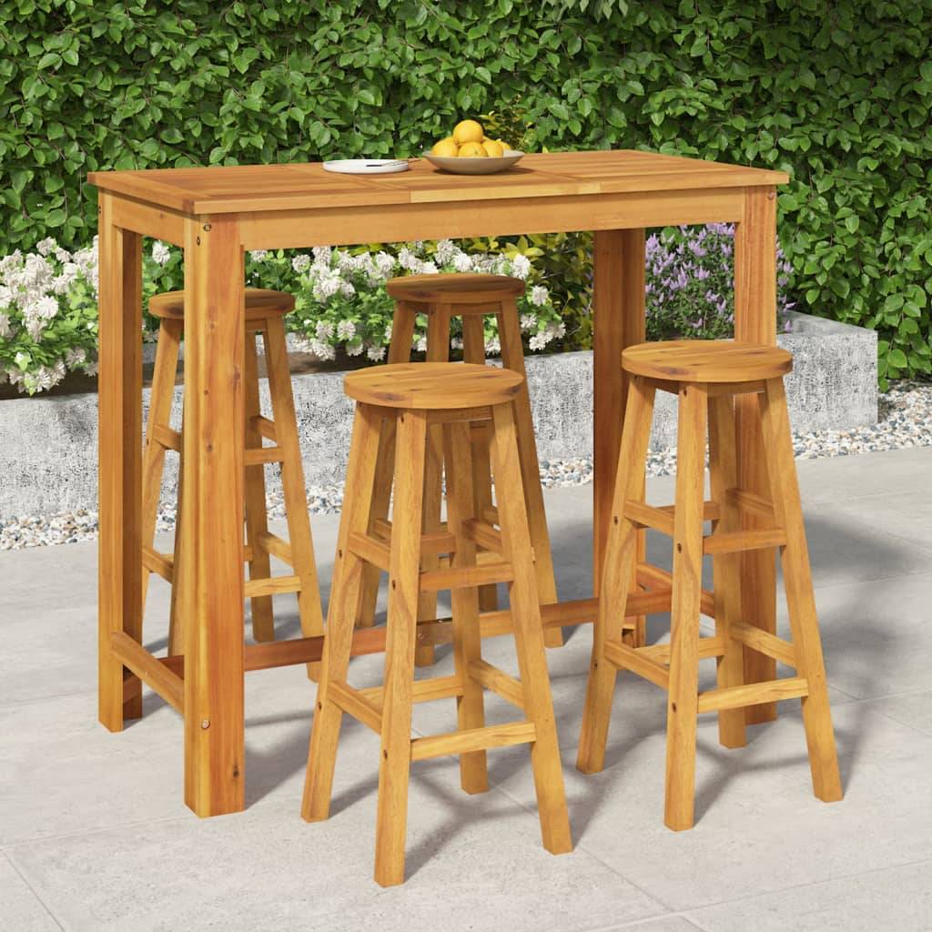 vidaXL 5-tlg. Gartenbar-Set Massivholz Akazie
