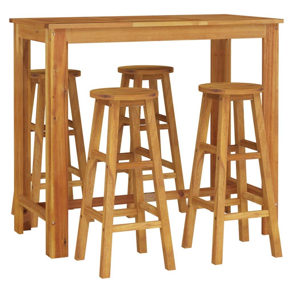 vidaXL 5-tlg. Gartenbar-Set Massivholz Akazie