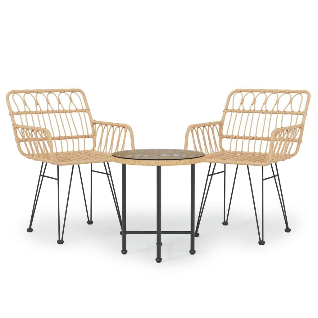 vidaXL 3-tlg. Garten-Essgruppe Poly Rattan