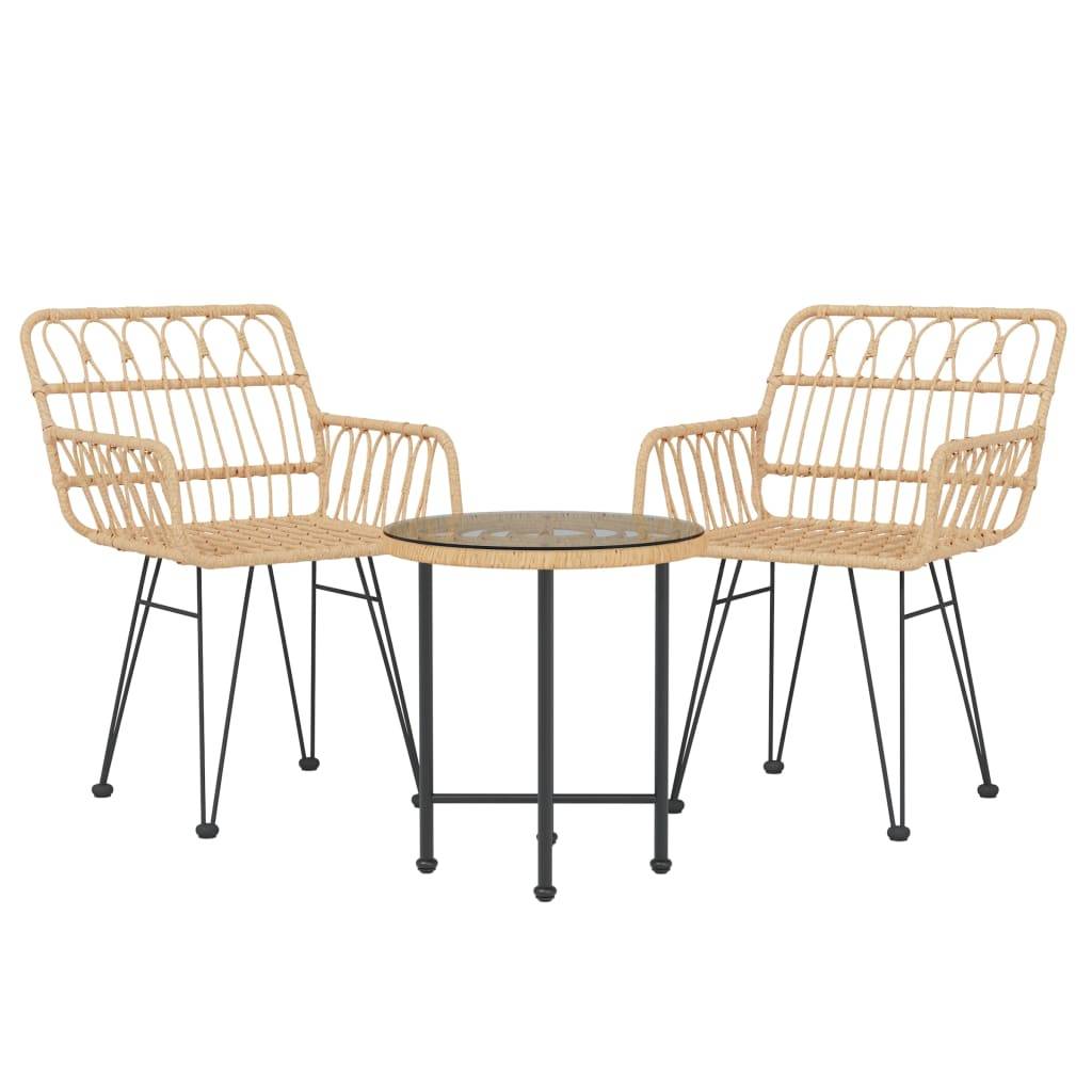 vidaXL 3-tlg. Garten-Essgruppe Poly Rattan