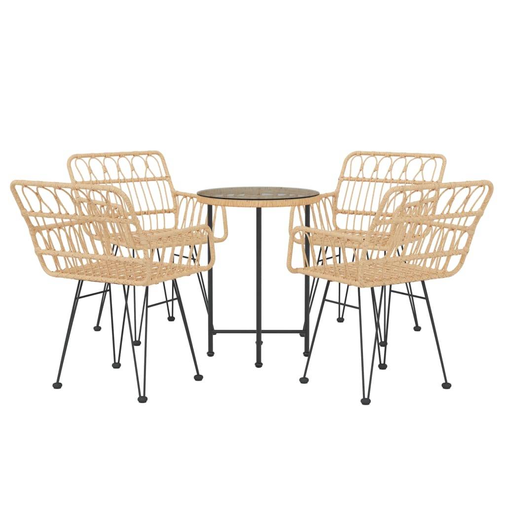 vidaXL 5-tlg. Garten-Essgruppe Poly Rattan