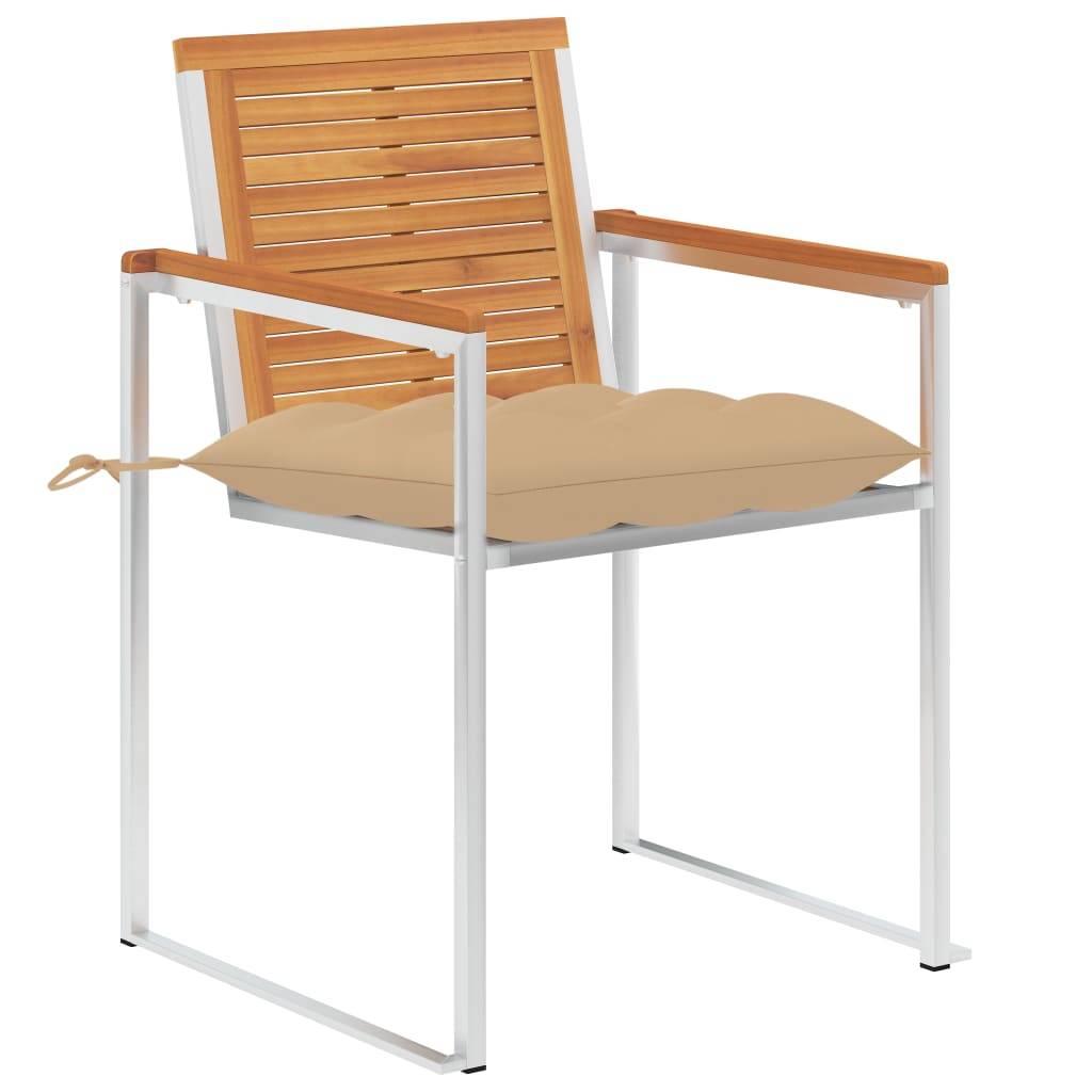 vidaXL Gartenstühle mit Kissen 2 Stk. Massivholz Akazie und Stahl