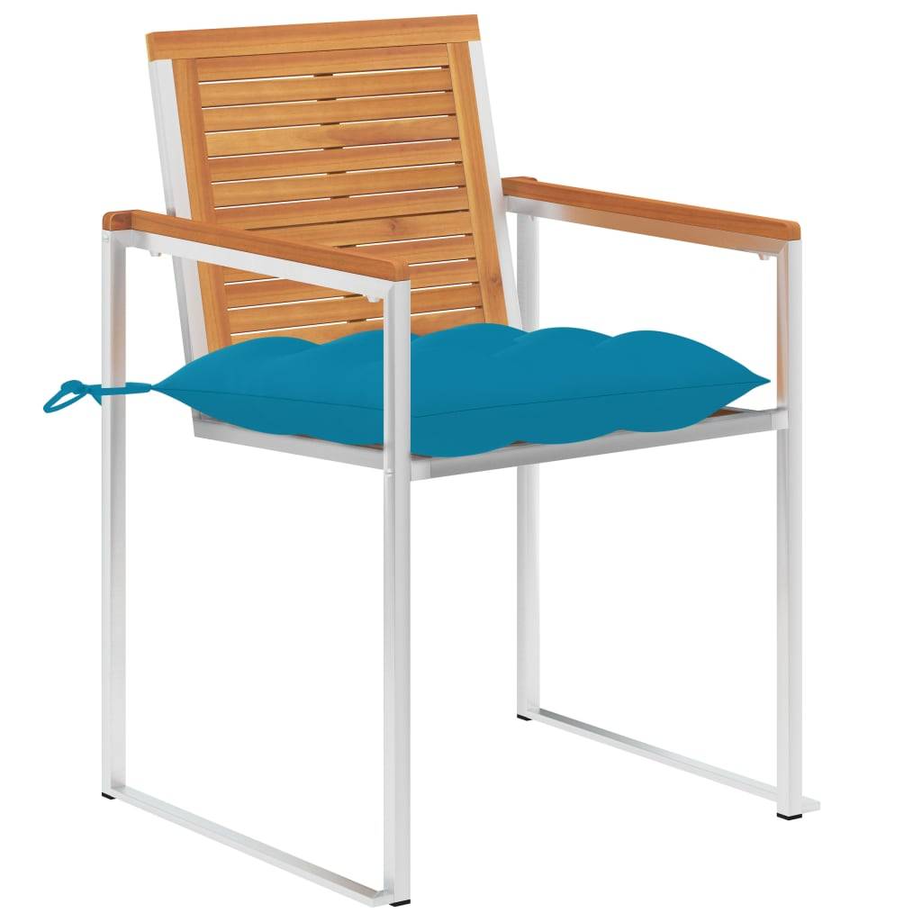 vidaXL Gartenstühle mit Kissen 2 Stk. Massivholz Akazie und Stahl