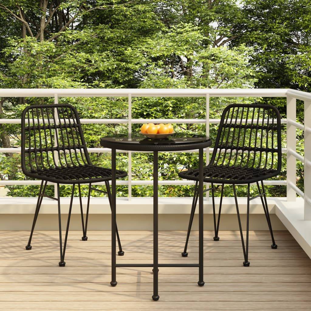 vidaXL 3-tlg. Garten-Essgruppe Schwarz Poly Rattan