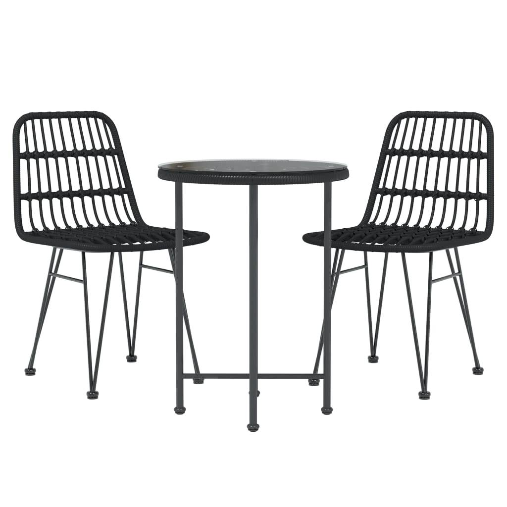 vidaXL 3-tlg. Garten-Essgruppe Schwarz Poly Rattan