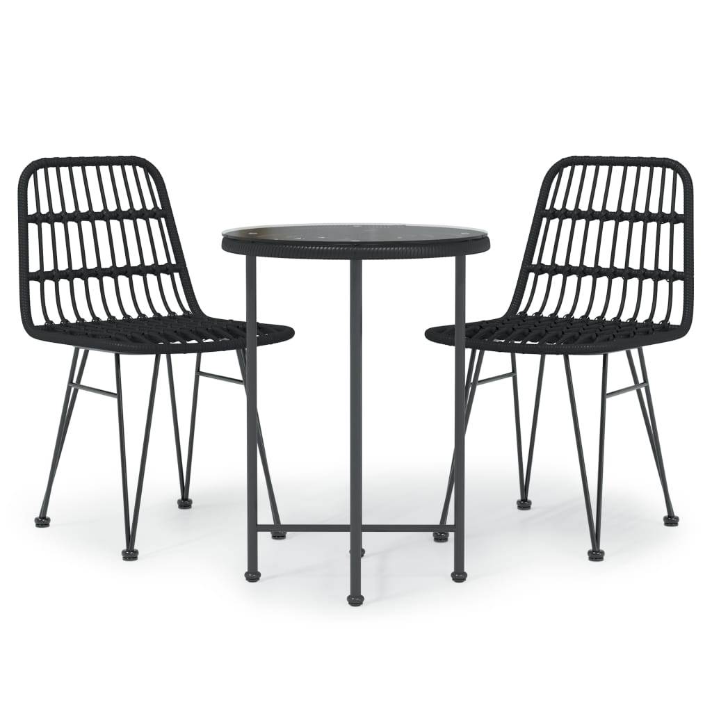 vidaXL 3-tlg. Garten-Essgruppe Schwarz Poly Rattan