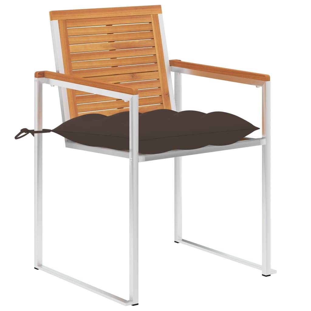 vidaXL Gartenstühle mit Kissen 2 Stk. Massivholz Akazie und Stahl