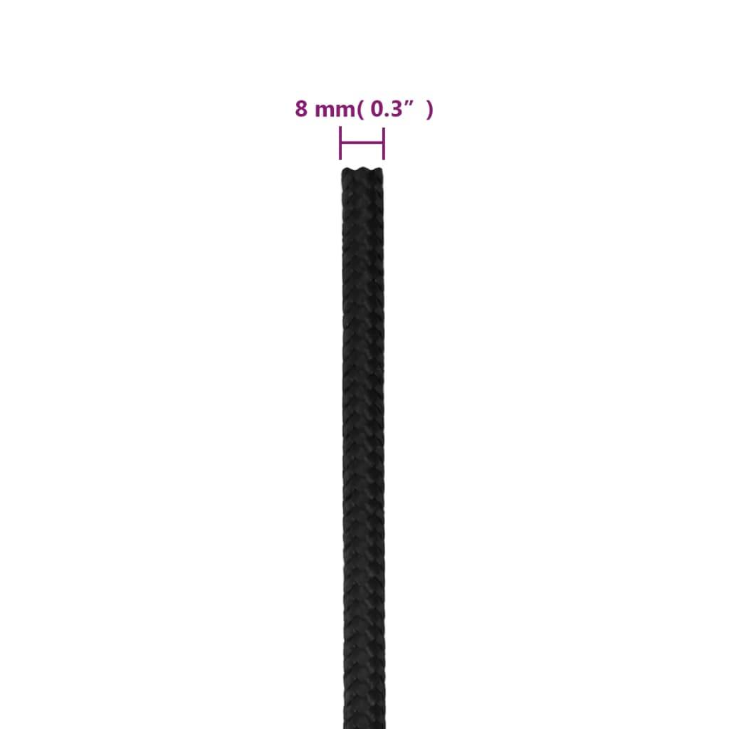 vidaXL Bootsseil Schwarz 8 mm 25 m Polypropylen