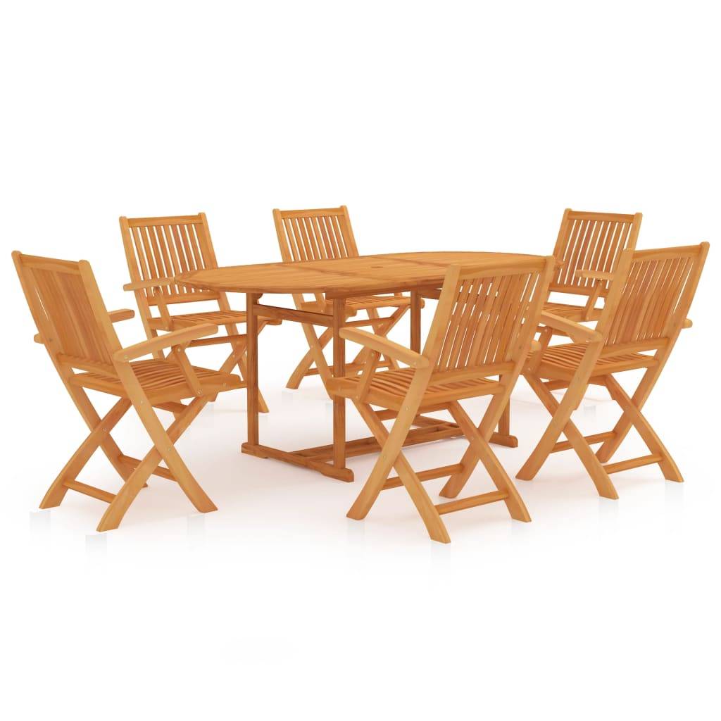 vidaXL 7-tlg. Garten-Essgruppe Massivholz Teak