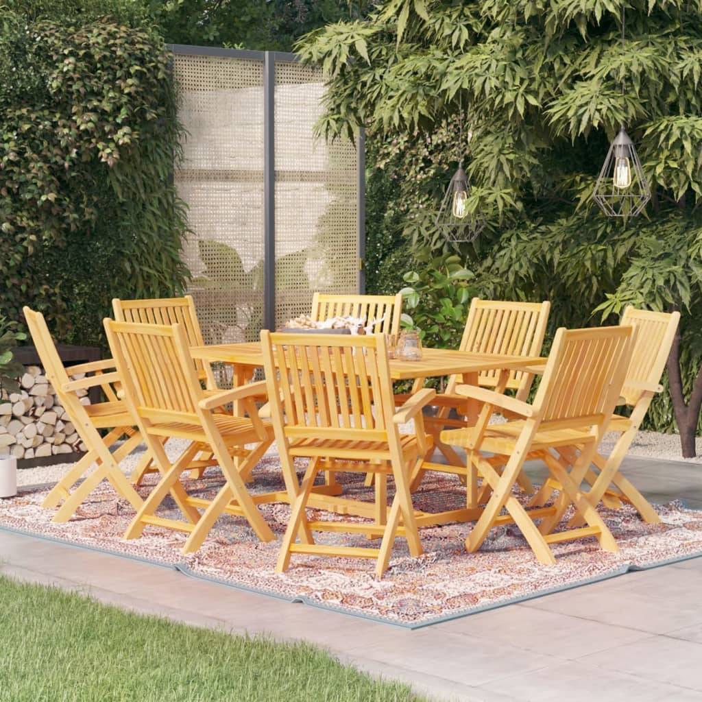 vidaXL 9-tlg. Garten-Essgruppe Massivholz Teak