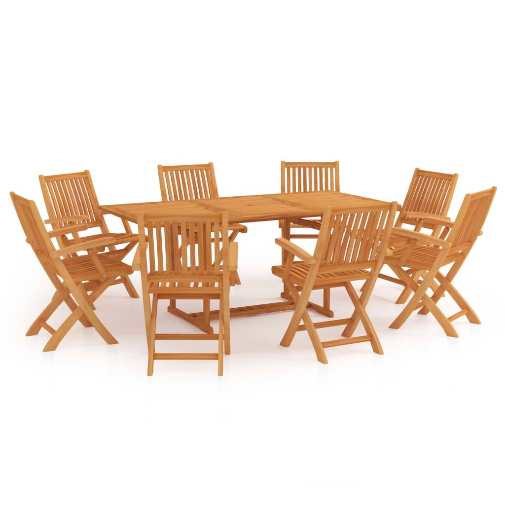 vidaXL 9-tlg. Garten-Essgruppe Massivholz Teak