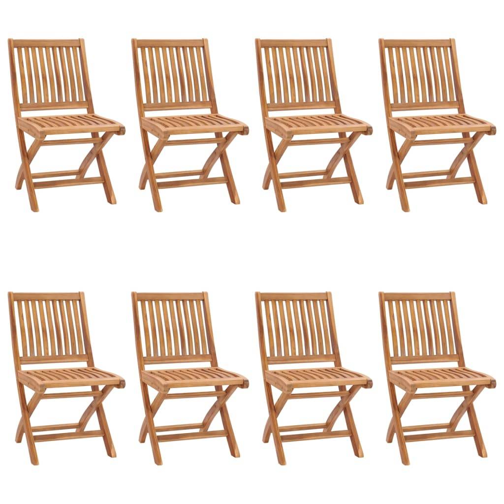 vidaXL Klappbare Gartenstühle mit Kissen 8 Stk. Massivholz Teak