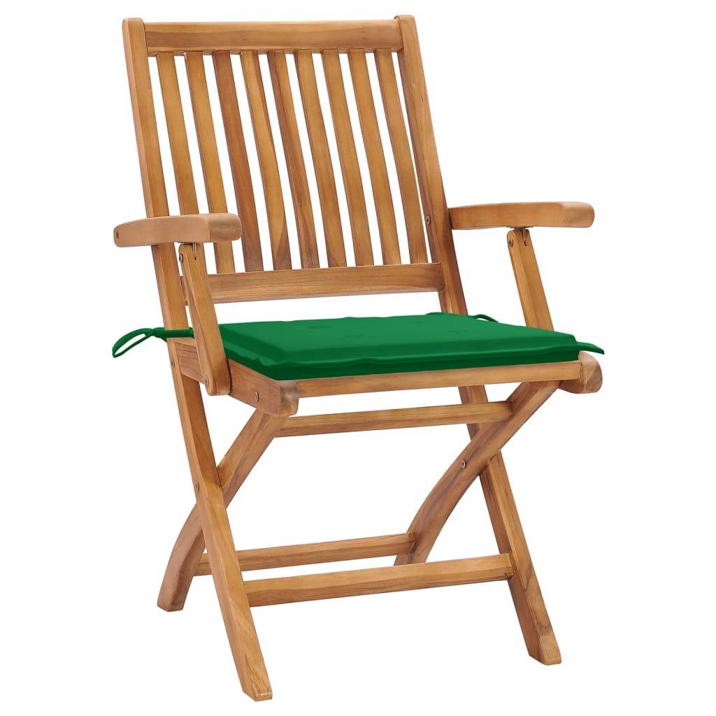vidaXL Klappbare Gartenstühle mit Kissen 8 Stk. Massivholz Teak