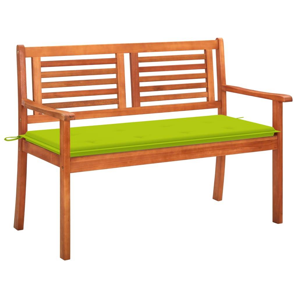vidaXL 2-Sitzer-Gartenbank mit Auflage 120 cm Massivholz Eukalyptus