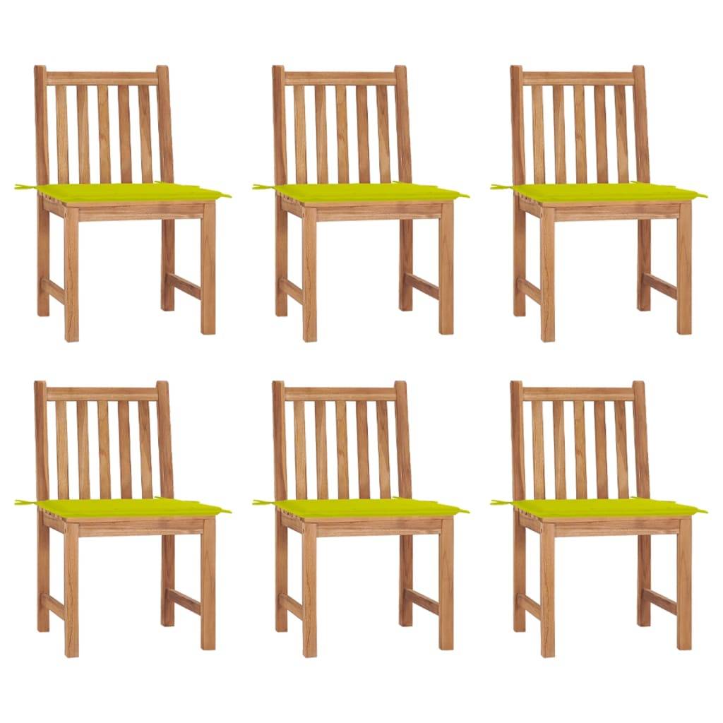 vidaXL Gartenstühle 6 Stk. mit Kissen Massivholz Teak