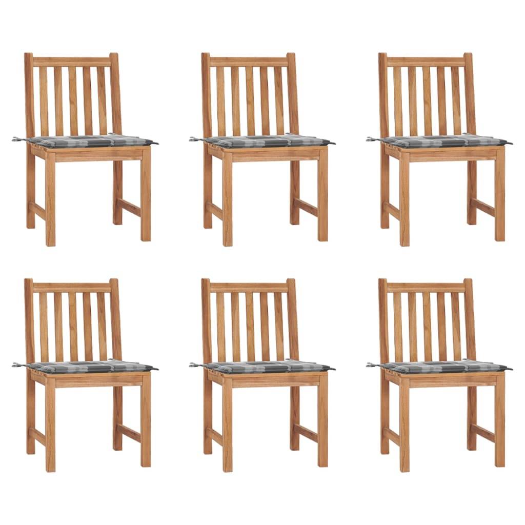 vidaXL Gartenstühle 6 Stk. mit Kissen Massivholz Teak