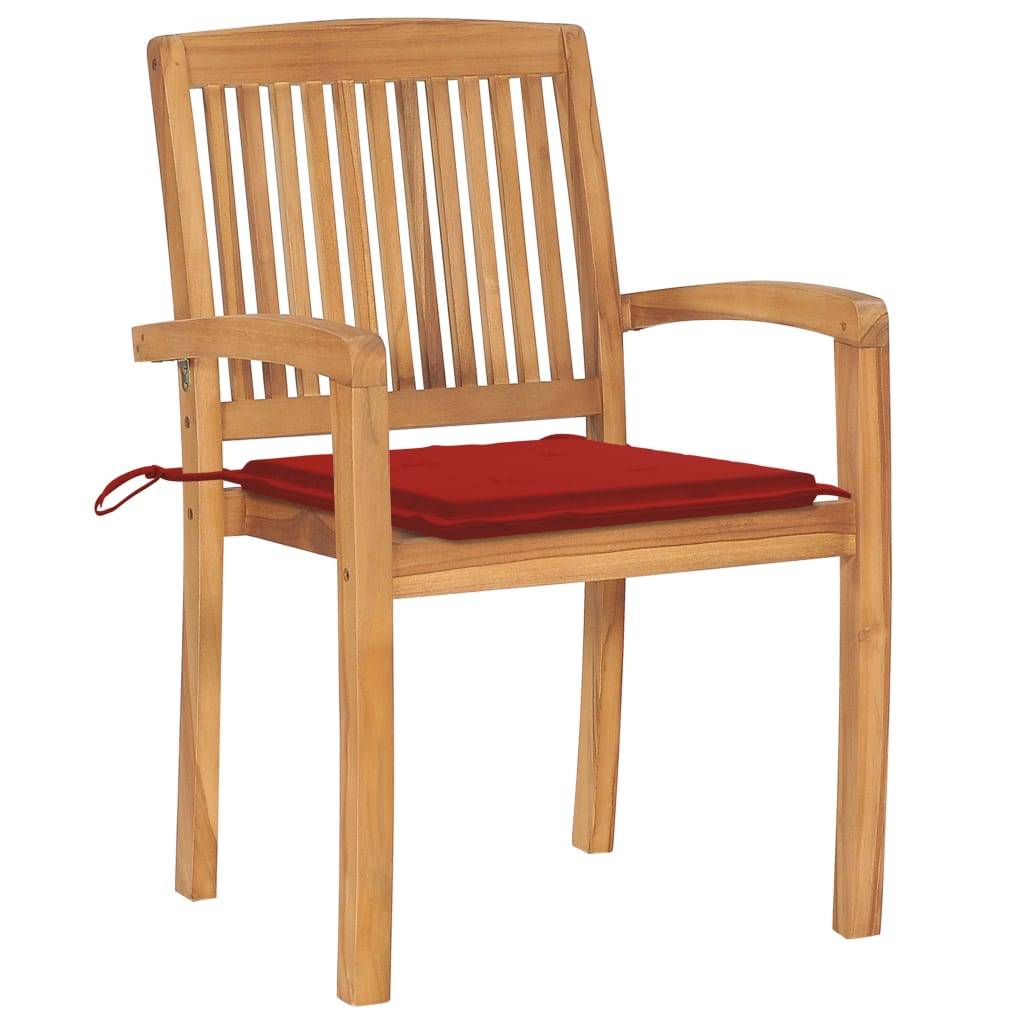 vidaXL Stapelbare Gartenstühle mit Kissen 8 Stk. Massivholz Teak