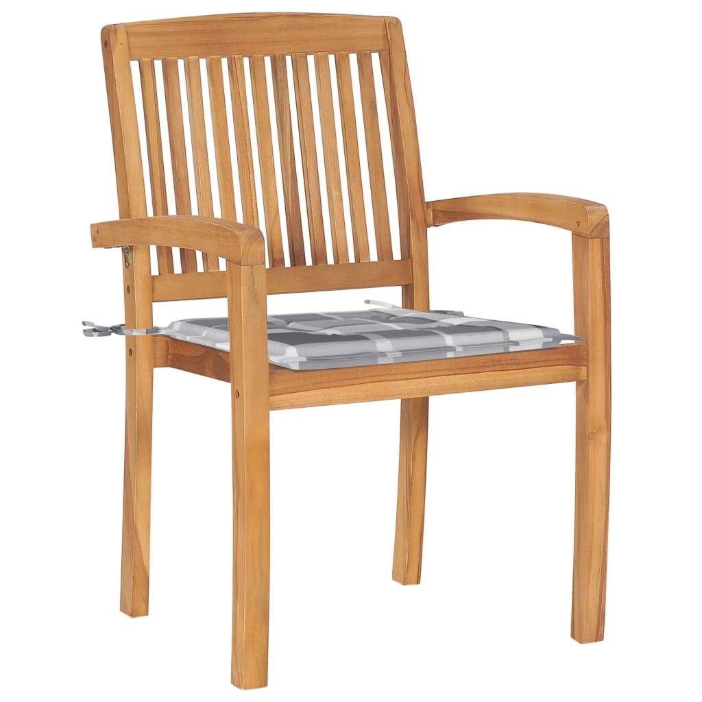 vidaXL Stapelbare Gartenstühle mit Kissen 8 Stk. Massivholz Teak