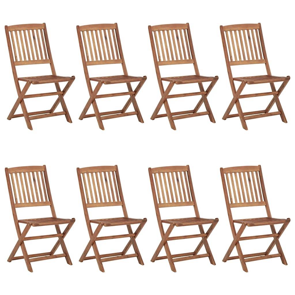 vidaXL Klappbare Gartenstühle 8 Stk. mit Kissen Massivholz Akazie