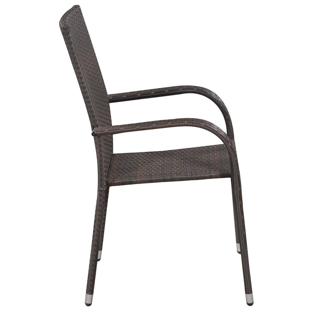 vidaXL 3-tlg. Garten-Essgruppe Poly Rattan Braun