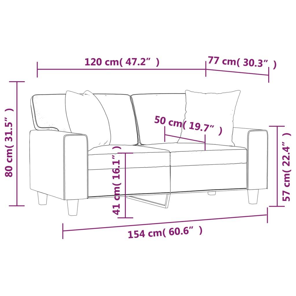 vidaXL 2-Sitzer-Sofa mit Zierkissen Cappuccino-Braun 120 cm Kunstleder