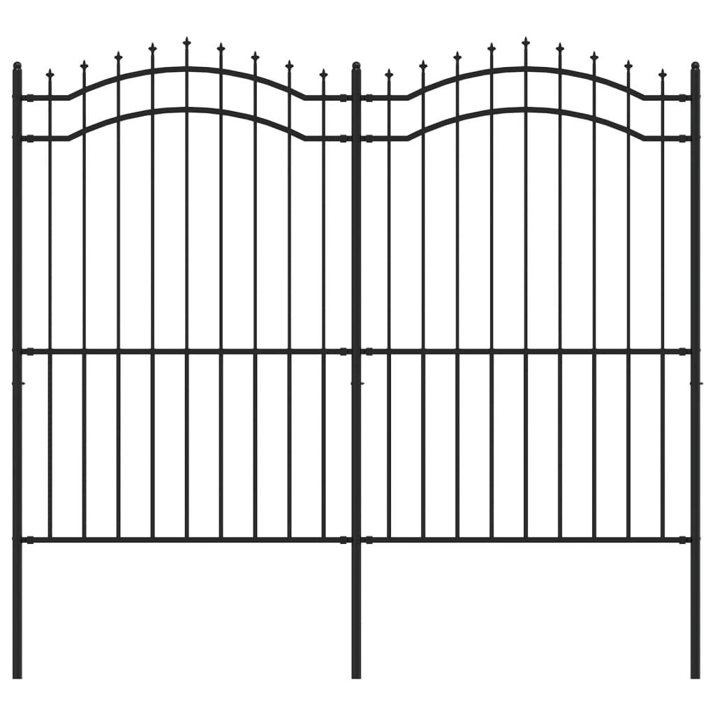 vidaXL Gartenzaun mit Speerspitzen Schwarz 222 cm Stahl