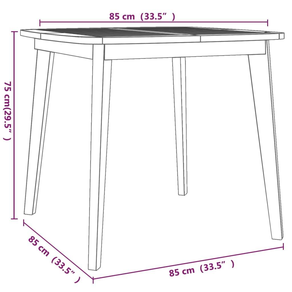 vidaXL Gartentisch 85x85x75 cm Massivholz Akazie