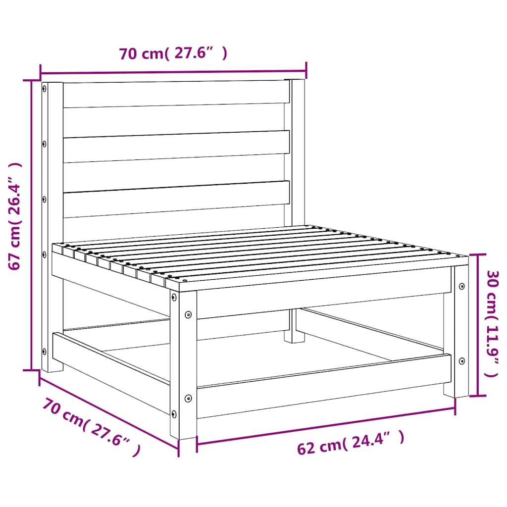 vidaXL Gartensofas ohne Armlehnen 2 Stk. Wachsbraun Massivholz Kiefer