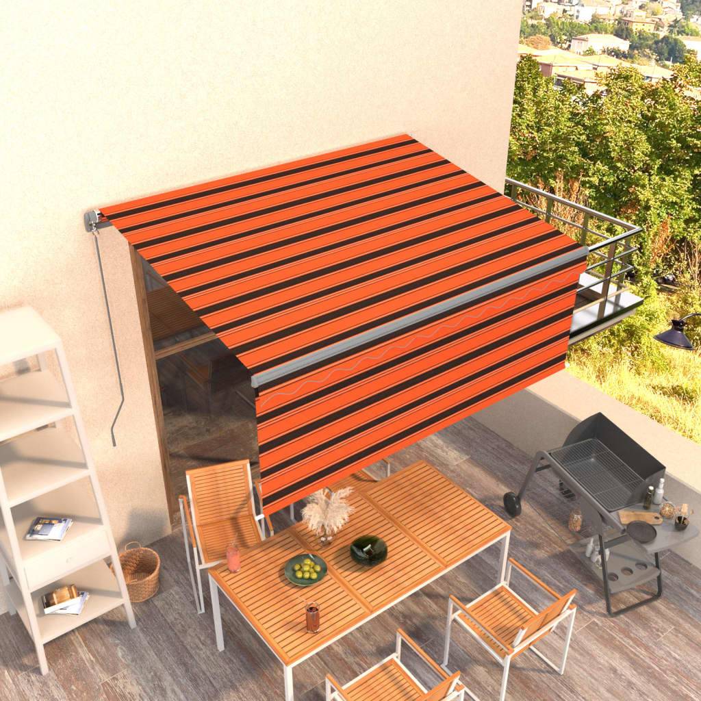 vidaXL Markise Manuell Einziehbar mit Rollo 3,5x2,5 m Orange & Braun