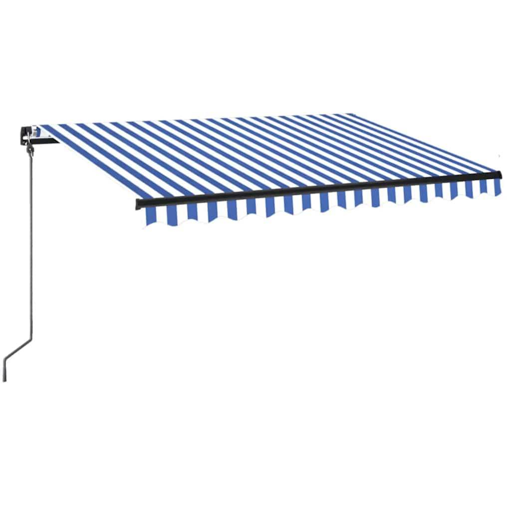 vidaXL Markise Manuell Einziehbar mit LED 350x250 cm Blau und Weiß