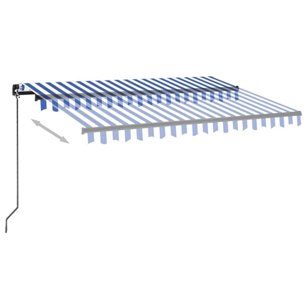 vidaXL Markise Manuell Einziehbar mit LED 350x250 cm Blau und Weiß