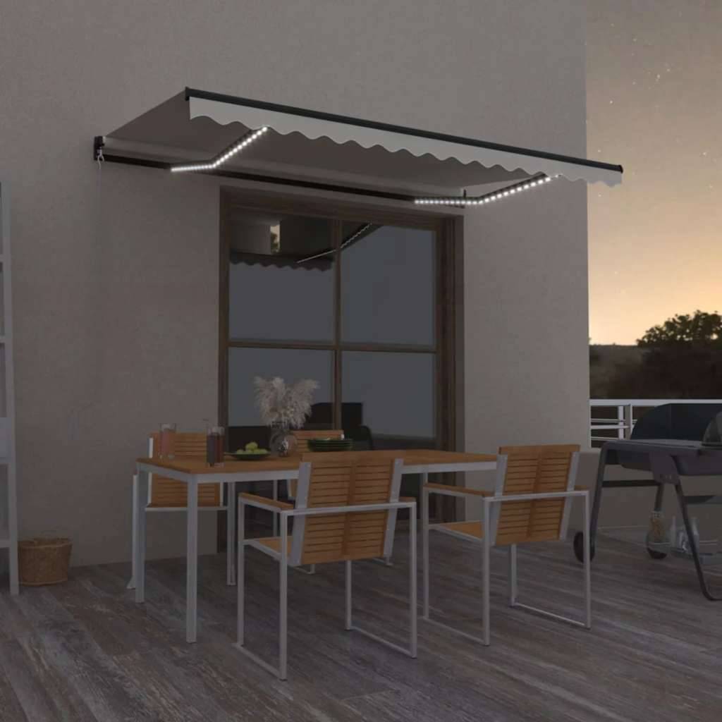 vidaXL Markise Manuell Einziehbar mit LED 450x300 cm Creme