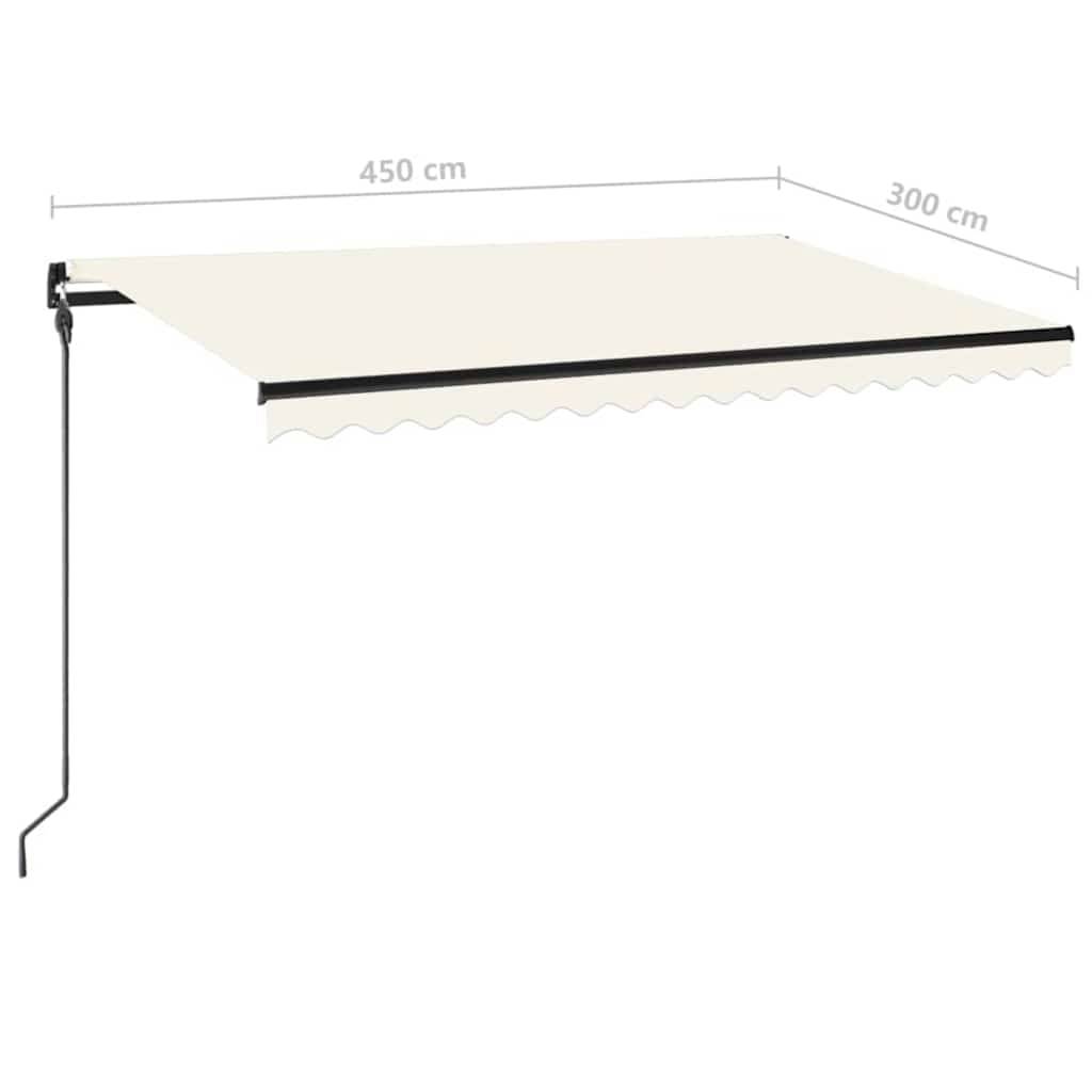vidaXL Markise Manuell Einziehbar mit LED 450x300 cm Creme