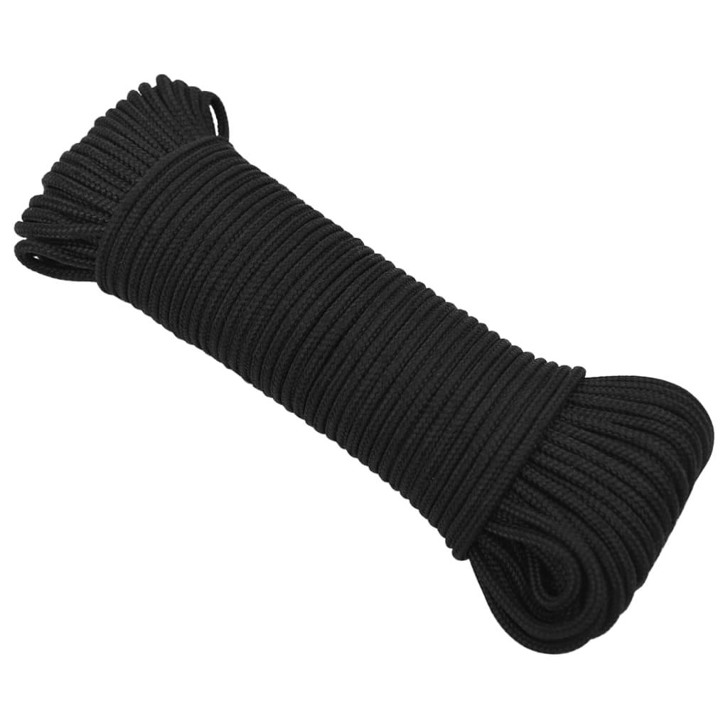 vidaXL Bootsseil Schwarz 3 mm 100 m Polypropylen