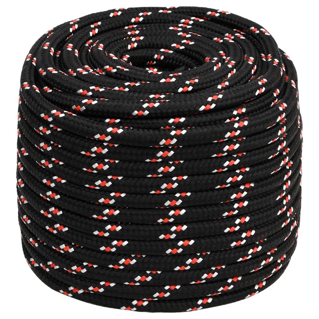 vidaXL Bootsseil Schwarz 16 mm 25 m Polypropylen