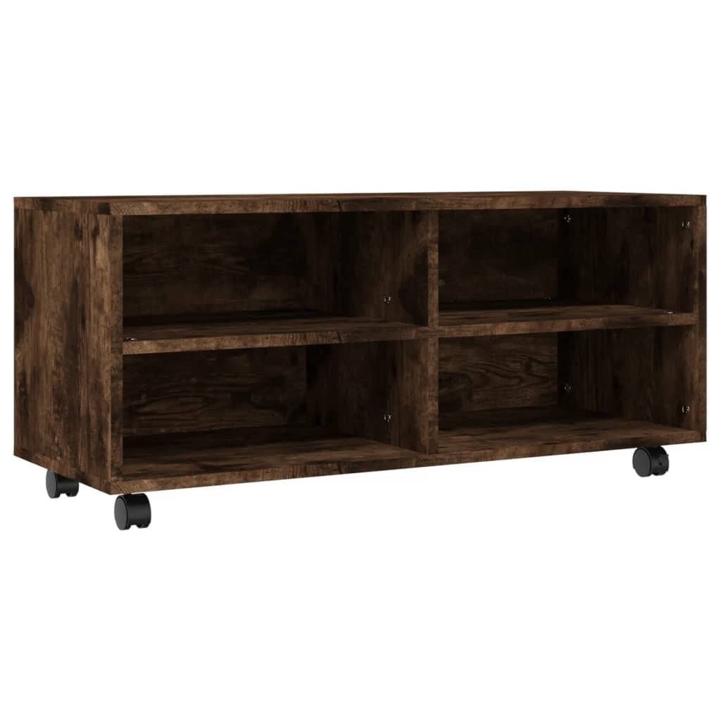 vidaXL TV-Schrank mit Rollen Räuchereiche 90x35x35 cm Holzwerkstoff