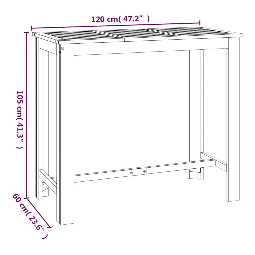vidaXL Garten-Bartisch 120x60x105 cm Massivholz Akazie