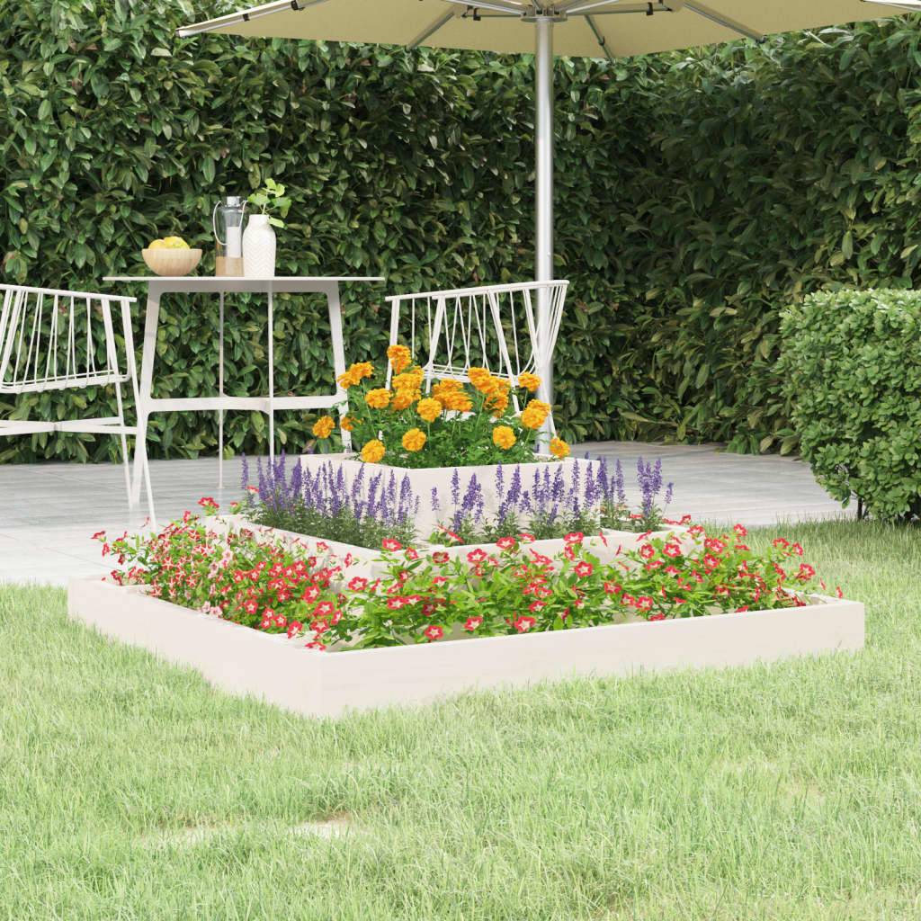 vidaXL Pflanzkübel Weiß 80x80x27 cm Massivholz Kiefer