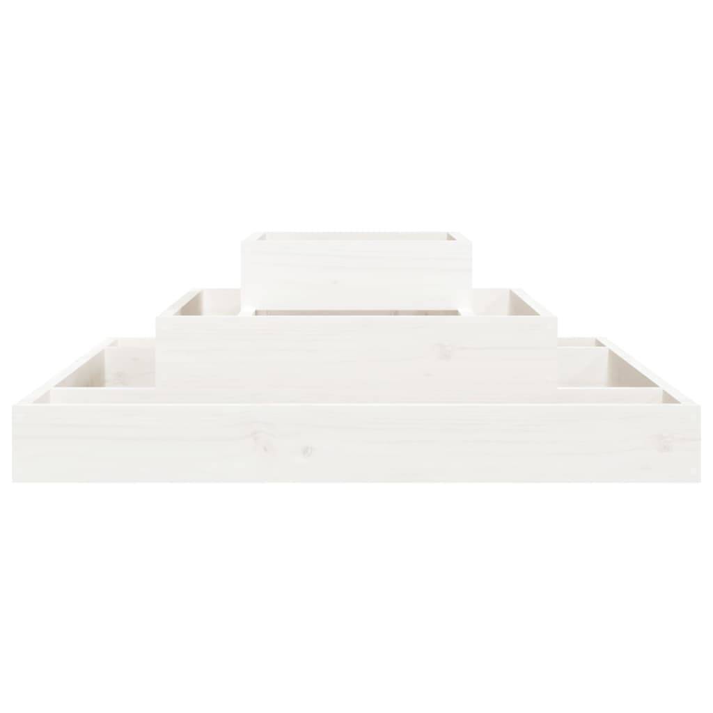 vidaXL Pflanzkübel Weiß 80x80x27 cm Massivholz Kiefer