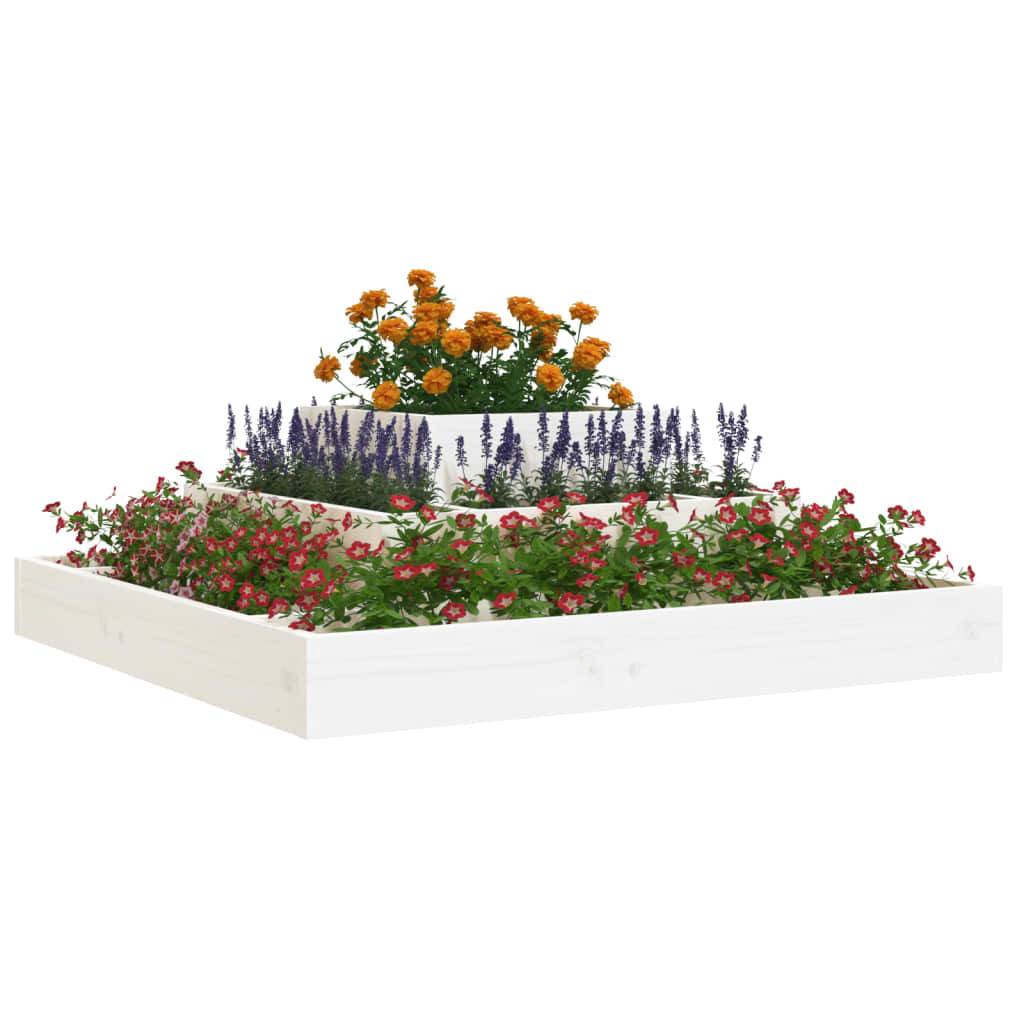 vidaXL Pflanzkübel Weiß 80x80x27 cm Massivholz Kiefer