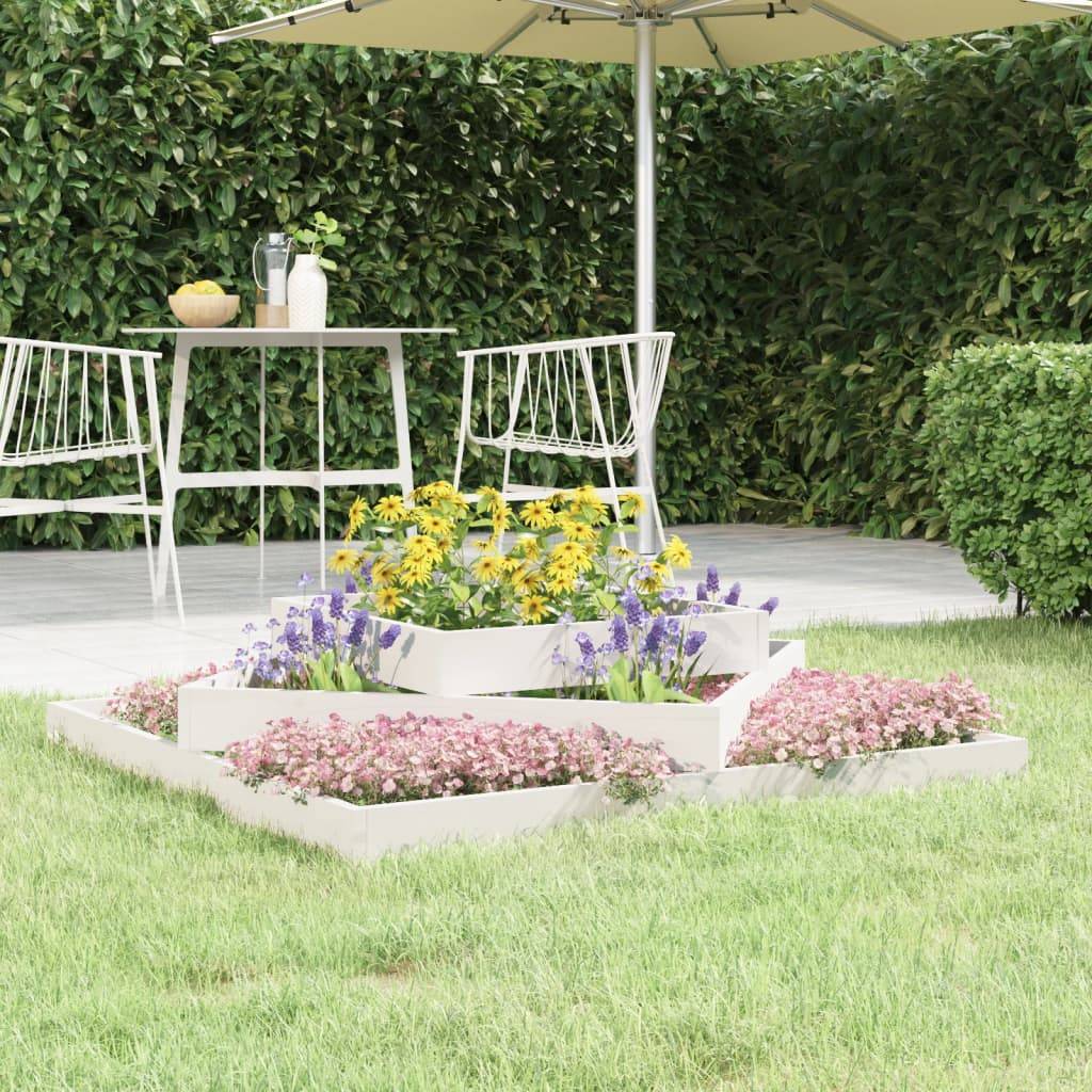 vidaXL Pflanzkübel Weiß 112x112x27 cm Massivholz Kiefer