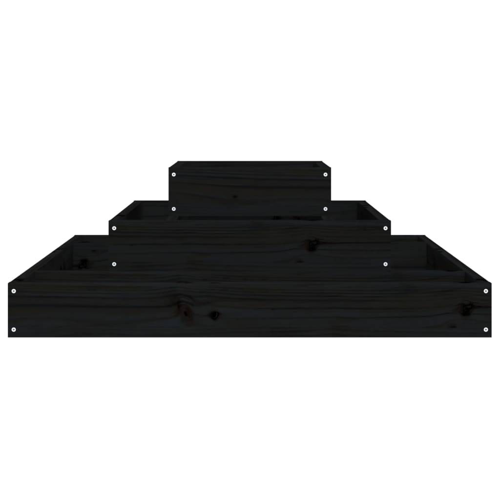 vidaXL Pflanzkübel Schwarz 80x80x27 cm Massivholz Kiefer