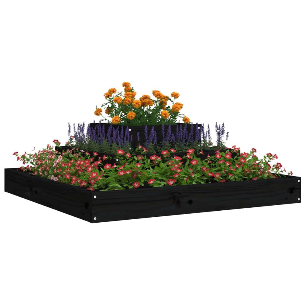 vidaXL Pflanzkübel Schwarz 80x80x27 cm Massivholz Kiefer