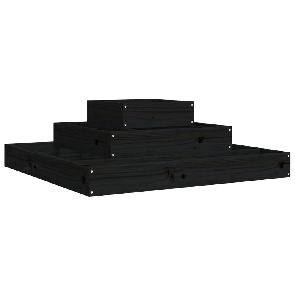 vidaXL Pflanzkübel Schwarz 80x80x27 cm Massivholz Kiefer
