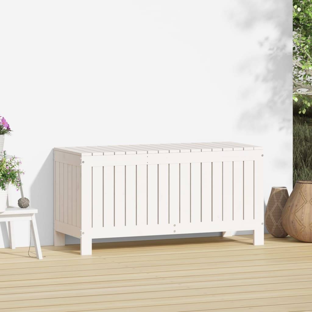 vidaXL Gartentruhe Weiß 108x42,5x54 cm Massivholz Kiefer