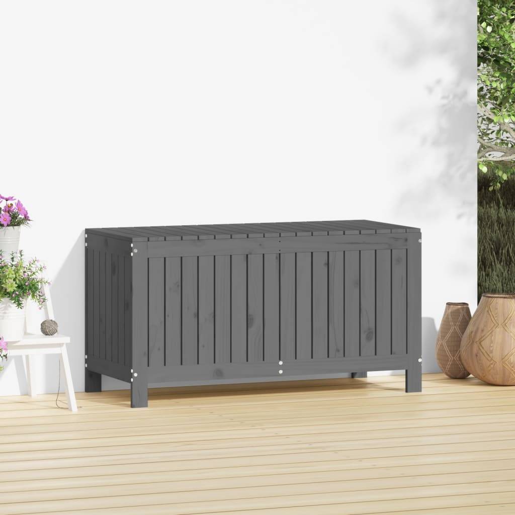 vidaXL Gartentruhe Grau 115x49x60 cm Massivholz Kiefer