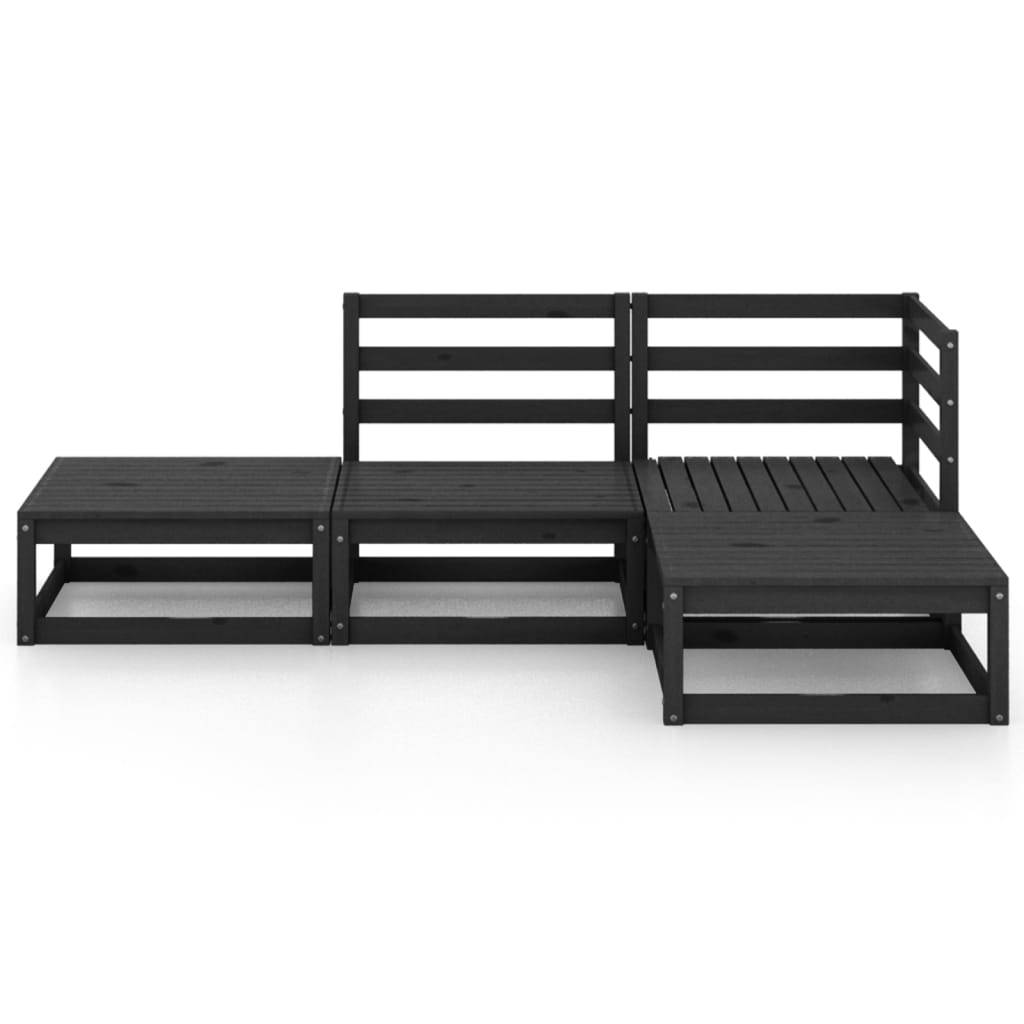 vidaXL 4-tlg. Garten-Lounge-Set Schwarz Massivholz Kiefer