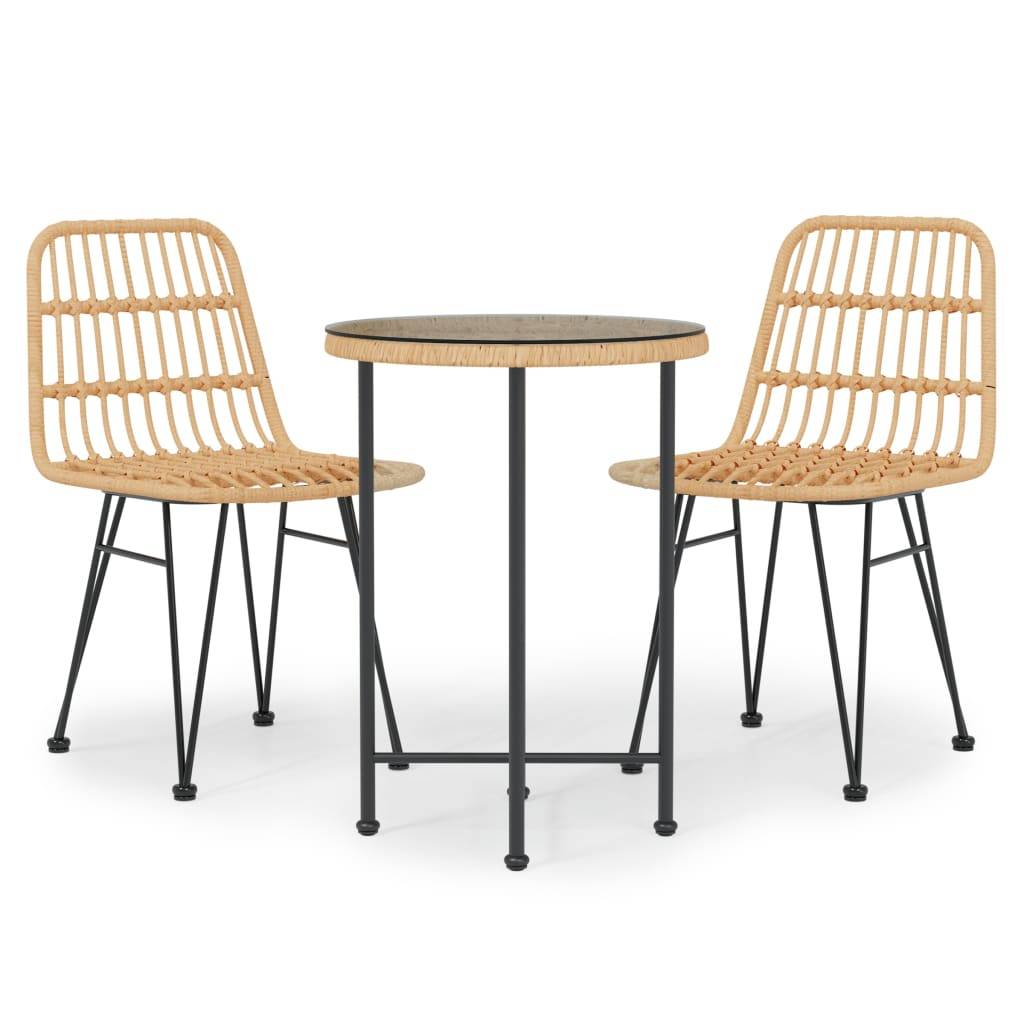vidaXL 3-tlg. Garten-Essgruppe Poly Rattan