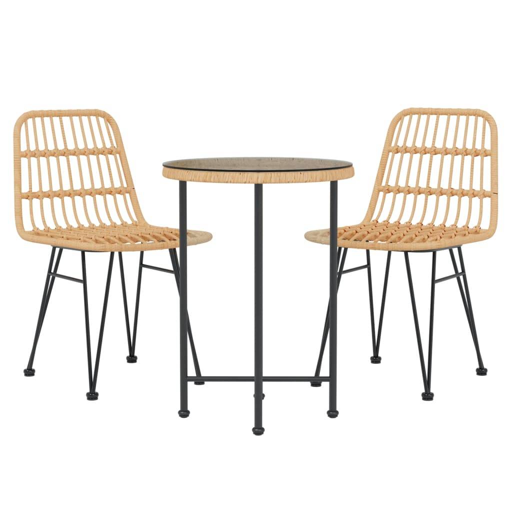 vidaXL 3-tlg. Garten-Essgruppe Poly Rattan